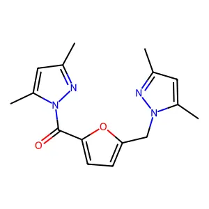 (3,5-dimethylpyrazol-1-yl)-[5-[(3,5-dimethylpyrazol-1-yl)methyl]furan-2-yl]methanone structure