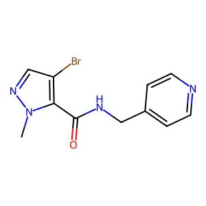 4-bromo-2-methyl-N-(pyridin-4-ylmethyl)pyrazole-3-carboxamide structure