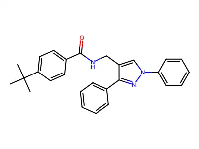 4-tert-butyl-N-[(1,3-diphenylpyrazol-4-yl)methyl]benzamide structure