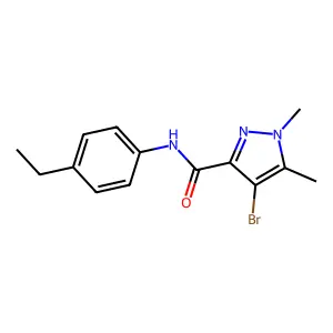 4-bromo-N-(4-ethylphenyl)-1,5-dimethylpyrazole-3-carboxamide structure