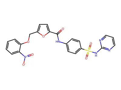 5-[(2-nitrophenoxy)methyl]-N-[4-(pyrimidin-2-ylsulfamoyl)phenyl]furan-2-carboxamide structure