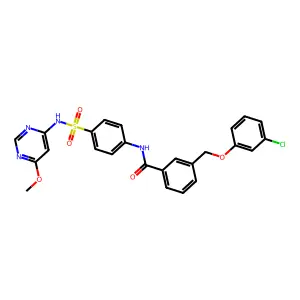 3-[(3-chlorophenoxy)methyl]-N-[4-[(6-methoxypyrimidin-4-yl)sulfamoyl]phenyl]benzamide structure