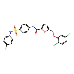 N-[4-[(4-chlorophenyl)sulfamoyl]phenyl]-5-[(2,5-dichlorophenoxy)methyl]furan-2-carboxamide structure