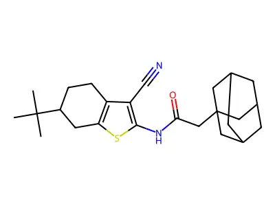 Tricyclo[3.3.1.13,7]decane-1-acetamide, N-[3-cyano-6-(1,1-dimethylethyl)-4,5,6,7-tetrahydrobenzo[b]thien-2-yl]- structure