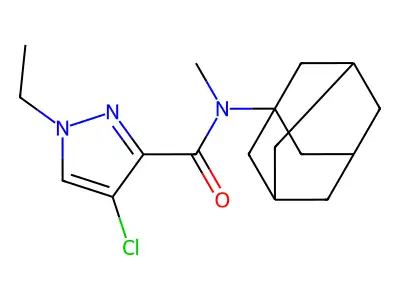 N-(1-adamantyl)-4-chloro-1-ethyl-N-methylpyrazole-3-carboxamide structure