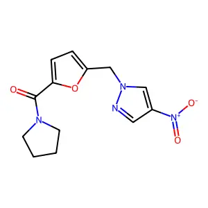[5-[(4-Nitropyrazol-1-yl)methyl]furan-2-yl]-pyrrolidin-1-ylmethanone structure
