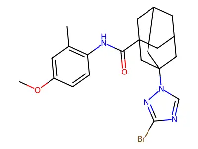 3-(3-bromo-1H-1,2,4-triazol-1-yl)-N-(4-methoxy-2-methylphenyl)-1-adamantanecarboxamide structure