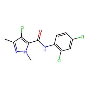 4-chloro-N-(2,4-dichlorophenyl)-2,5-dimethylpyrazole-3-carboxamide structure
