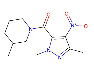 1-({4-nitro-1,3-dimethyl-1H-pyrazol-5-yl}carbonyl)-3-methylpiperidine structure