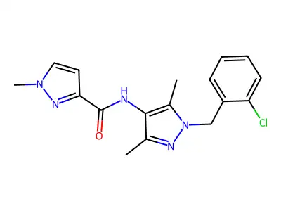 N-[1-(2-chlorobenzyl)-3,5-dimethyl-1H-pyrazol-4-yl]-1-methyl-1H-pyrazole-3-carboxamide structure
