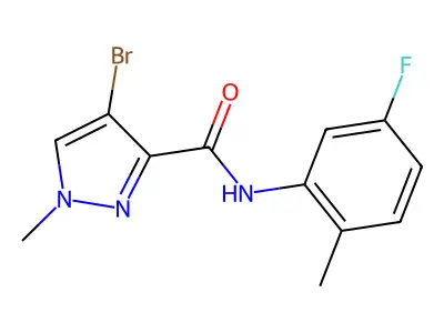 4-bromo-N-(5-fluoro-2-methylphenyl)-1-methylpyrazole-3-carboxamide structure