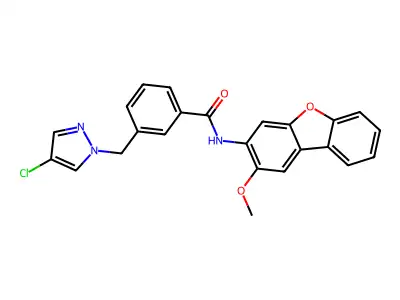 Benzamide, 3-((4-chloro-1H-pyrazol-1-yl)methyl)-N-(2-methoxy-3-dibenzofuranyl)- structure