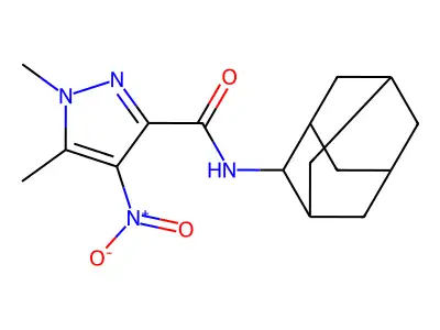 N-(2-adamantyl)-1,5-dimethyl-4-nitropyrazole-3-carboxamide structure