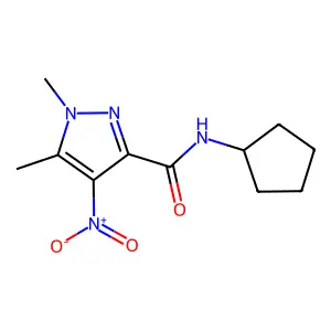 N-cyclopentyl-4-nitro-1,5-dimethyl-1H-pyrazole-3-carboxamide structure