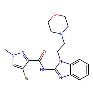 4-bromo-1-methyl-N-[1-(2-morpholin-4-ylethyl)benzimidazol-2-yl]pyrazole-3-carboxamide structure