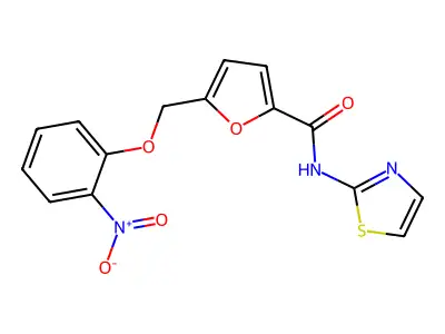 5-[(2-nitrophenoxy)methyl]-N-(1,3-thiazol-2-yl)furan-2-carboxamide structure