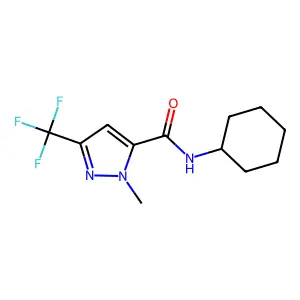N-cyclohexyl-2-methyl-5-(trifluoromethyl)pyrazole-3-carboxamide structure