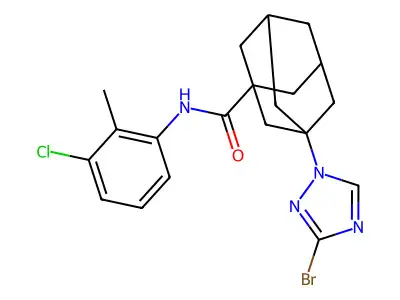 3-(3-bromo-1,2,4-triazol-1-yl)-N-(3-chloro-2-methylphenyl)adamantane-1-carboxamide structure