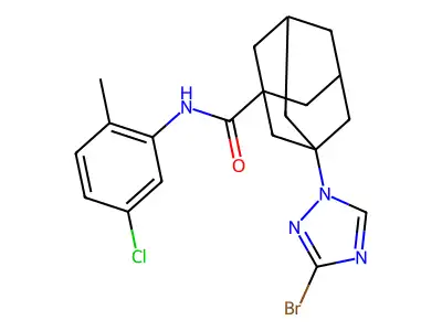 3-(3-bromo-1,2,4-triazol-1-yl)-N-(5-chloro-2-methylphenyl)adamantane-1-carboxamide structure