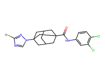 3-(3-bromo-1H-1,2,4-triazol-1-yl)-N-(3,4-dichlorophenyl)-1-adamantanecarboxamide structure