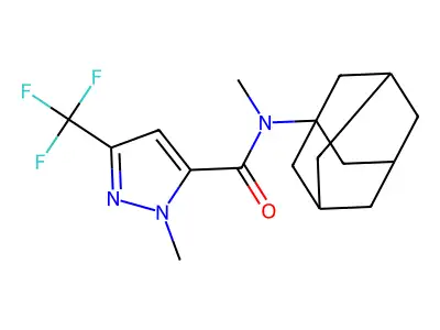 N-(1-adamantyl)-N,2-dimethyl-5-(trifluoromethyl)pyrazole-3-carboxamide structure