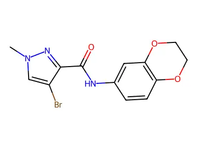 4-bromo-N-(2,3-dihydro-1,4-benzodioxin-6-yl)-1-methylpyrazole-3-carboxamide structure