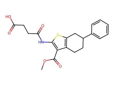 4-{[3-(methoxycarbonyl)-6-phenyl-4,5,6,7-tetrahydro-1-benzothien-2-yl]amino}-4-oxobutanoic acid structure