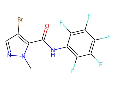 4-bromo-2-methyl-N-(2,3,4,5,6-pentafluorophenyl)pyrazole-3-carboxamide structure