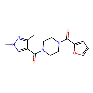 (1,3-dimethyl-1H-pyrazol-4-yl)(4-(furan-2-carbonyl)piperazin-1-yl)methanone structure