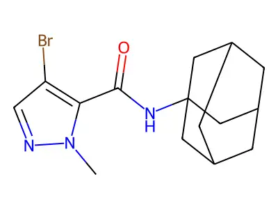 N-(1-adamantyl)-4-bromo-1-methyl-1H-pyrazole-5-carboxamide structure