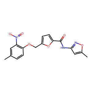 5-({2-nitro-4-methylphenoxy}methyl)-N-(5-methyl-3-isoxazolyl)-2-furamide structure