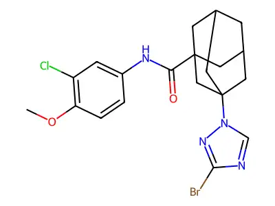 3-(3-bromo-1H-1,2,4-triazol-1-yl)-N-(3-chloro-4-methoxyphenyl)-1-adamantanecarboxamide structure