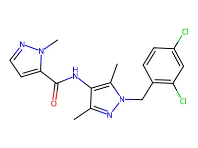 N-[1-(2,4-dichlorobenzyl)-3,5-dimethyl-1H-pyrazol-4-yl]-1-methyl-1H-pyrazole-5-carboxamide structure