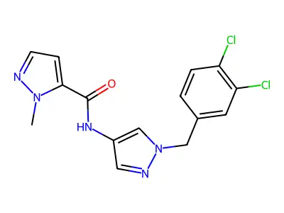 N-[1-(3,4-dichlorobenzyl)-1H-pyrazol-4-yl]-1-methyl-1H-pyrazole-5-carboxamide structure