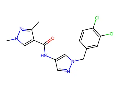 N-[1-(3,4-dichlorobenzyl)-1H-pyrazol-4-yl]-1,3-dimethyl-1H-pyrazole-4-carboxamide structure