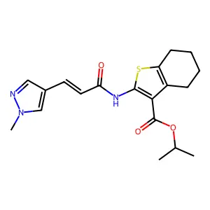 isopropyl 2-{[3-(1-methyl-1H-pyrazol-4-yl)acryloyl]amino}-4,5,6,7-tetrahydro-1-benzothiophene-3-carboxylate structure