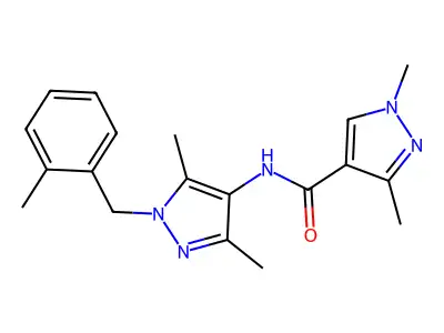 N-[3,5-dimethyl-1-(2-methylbenzyl)-1H-pyrazol-4-yl]-1,3-dimethyl-1H-pyrazole-4-carboxamide structure