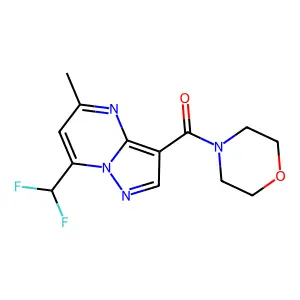 [7-(difluoromethyl)-5-methylpyrazolo[1,5-a]pyrimidin-3-yl]-morpholin-4-ylmethanone structure