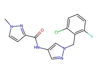 N-[1-(2-chloro-6-fluorobenzyl)-1H-pyrazol-4-yl]-1-methyl-1H-pyrazole-3-carboxamide structure