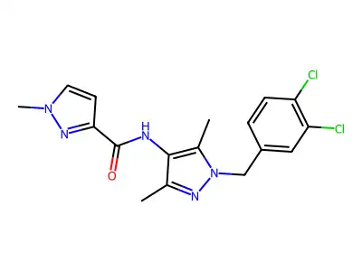N-[1-(3,4-dichlorobenzyl)-3,5-dimethyl-1H-pyrazol-4-yl]-1-methyl-1H-pyrazole-3-carboxamide structure
