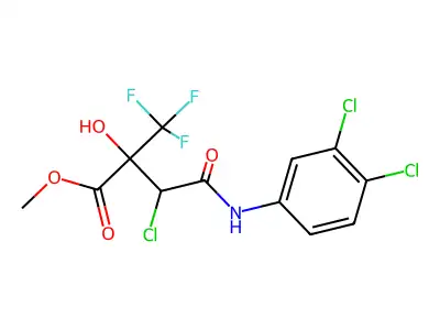 methyl 3-chloro-4-(3,4-dichloroanilino)-2-hydroxy-4-oxo-2-(trifluoromethyl)butanoate structure