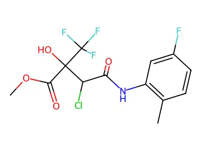 methyl 3-chloro-4-(5-fluoro-2-methylanilino)-2-hydroxy-4-oxo-2-(trifluoromethyl)butanoate structure