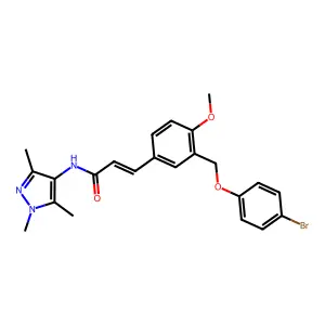 3-{3-[(4-bromophenoxy)methyl]-4-methoxyphenyl}-N-(1,3,5-trimethyl-1H-pyrazol-4-yl)acrylamide structure