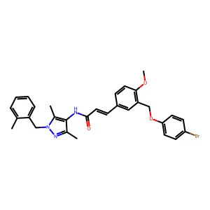 (E)-3-[3-[(4-bromophenoxy)methyl]-4-methoxyphenyl]-N-[3,5-dimethyl-1-[(2-methylphenyl)methyl]pyrazol-4-yl]prop-2-enamide structure