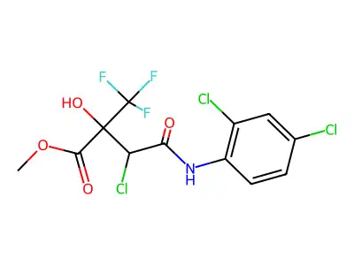 methyl 3-chloro-4-(2,4-dichloroanilino)-2-hydroxy-4-oxo-2-(trifluoromethyl)butanoate structure