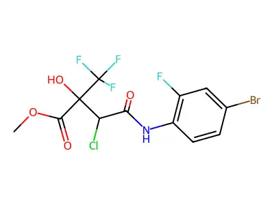 methyl 4-(4-bromo-2-fluoroanilino)-3-chloro-2-hydroxy-4-oxo-2-(trifluoromethyl)butanoate structure