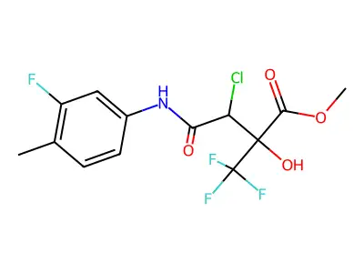 methyl 3-chloro-4-(3-fluoro-4-methylanilino)-2-hydroxy-4-oxo-2-(trifluoromethyl)butanoate structure
