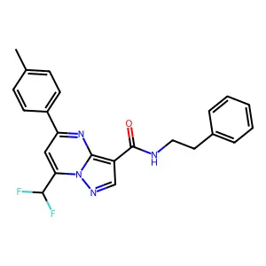 7-(difluoromethyl)-5-(4-methylphenyl)-N-(2-phenylethyl)pyrazolo[1,5-a]pyrimidine-3-carboxamide structure