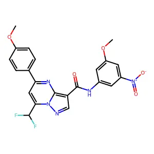 7-(difluoromethyl)-N-(3-methoxy-5-nitrophenyl)-5-(4-methoxyphenyl)pyrazolo[1,5-a]pyrimidine-3-carboxamide structure