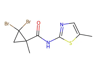 2,2-dibromo-1-methyl-N-(5-methyl-1,3-thiazol-2-yl)cyclopropanecarboxamide structure